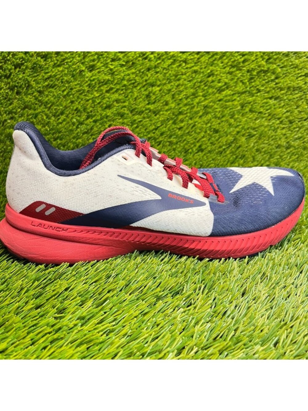 Brooks Launch 8 Mens Size 10 Blue White Red Athletic Running Shoes Sneakers